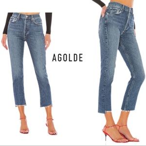 NWT Agolde Riley high rise straight crop disguise
